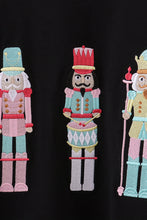 Load image into Gallery viewer, Black nutcracker embroidery mom &amp;me top
