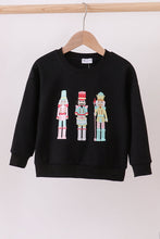 Load image into Gallery viewer, Black nutcracker embroidery mom &amp;me top
