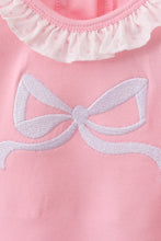 Load image into Gallery viewer, Pink bow embroidery ruffle bloomer set
