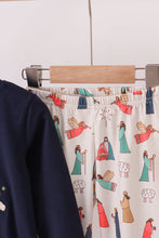Load image into Gallery viewer, Navy nativity french knot pants set
