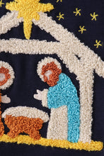 Load image into Gallery viewer, Navy nativity french knot pants set
