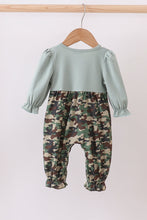 Load image into Gallery viewer, Camouflage santa claus applique ruffle romper
