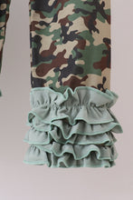 Load image into Gallery viewer, Camouflage santa claus applique ruffle pants set
