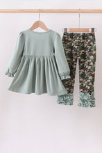 Load image into Gallery viewer, Camouflage santa claus applique ruffle pants set
