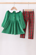 Load image into Gallery viewer, Green christmas tree applique velvet pants set
