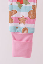 Load image into Gallery viewer, Pink christmas gingerbread bamboo pajamas zipper romper
