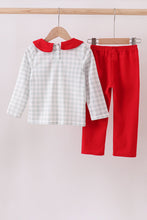 Load image into Gallery viewer, Christmas wreath embroidery pants set
