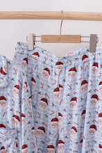 Load image into Gallery viewer, Blue santa claus bamboo dad pajamas set
