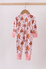 Load image into Gallery viewer, Gingerbread house ruffle bamboo pajmas zipper romper
