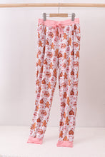Load image into Gallery viewer, Pink gingerbread house bamboo mom pajmas pants
