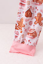 Load image into Gallery viewer, Pink gingerbread house bamboo mom pajmas pants
