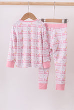 Load image into Gallery viewer, Pink train bamboo pajamas set
