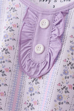 Load image into Gallery viewer, Lavender floral ruffle bamboo pajams pants set
