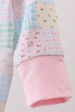 Load image into Gallery viewer, Pink floral checkered bamboo pajamas zipper romper
