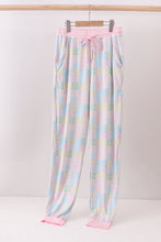 Load image into Gallery viewer, Pink floral checkered bamboo mom pajamas pants
