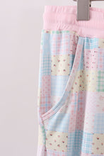 Load image into Gallery viewer, Pink floral checkered bamboo mom pajamas pants
