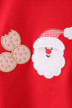 Load image into Gallery viewer, Red santa claus biscuit milk applique ruffle stripe pants set
