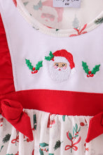 Load image into Gallery viewer, Red santa claus embroidery ruffle bloomer set
