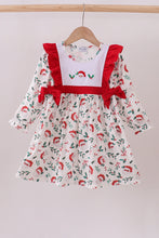Load image into Gallery viewer, Red santa claus embroidery ruffle dress
