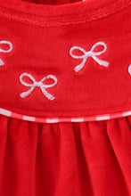Load image into Gallery viewer, Red bow embroidery velvet bloomer set
