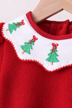 Load image into Gallery viewer, Red christmas tree embroidery fleece bloomer set
