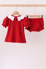 Load image into Gallery viewer, Red christmas tree embroidery fleece bloomer set
