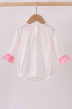 Load image into Gallery viewer, Pink santa claus embroidery ruffle bubble
