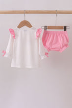 Load image into Gallery viewer, Pink santa claus embroidery ruffle bloomer set

