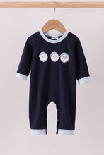 Load image into Gallery viewer, Navy santa claus embroidery romper
