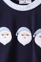 Load image into Gallery viewer, Navy santa claus embroidery romper
