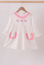Load image into Gallery viewer, Pink santa claus embroidery ruffle dress
