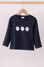 Load image into Gallery viewer, Navy santa claus embroidery top
