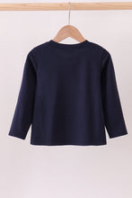 Load image into Gallery viewer, Navy santa claus embroidery top
