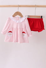 Load image into Gallery viewer, Pink santa claus applique ruffle bloomer set
