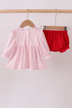Load image into Gallery viewer, Pink santa claus applique ruffle bloomer set
