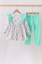 Load image into Gallery viewer, Pink christmas tree ruffle pants set
