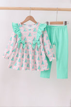 Load image into Gallery viewer, Pink christmas tree ruffle pants set
