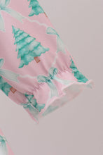 Load image into Gallery viewer, Pink christmas tree ruffle pants set
