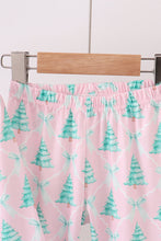 Load image into Gallery viewer, Pink christmas tree ruffle pajama set
