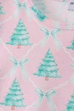 Load image into Gallery viewer, Pink christmas tree ruffle pajama set
