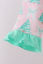 Load image into Gallery viewer, Pink christmas tree ruffle pajama set

