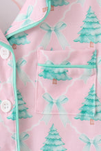 Load image into Gallery viewer, Pink christmas tree ruffle pajama set
