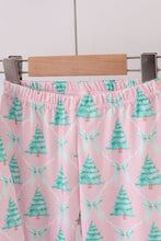 Load image into Gallery viewer, Pink christmas tree ruffle pajama set
