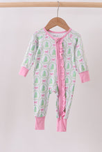 Load image into Gallery viewer, Green christmas tree bamboo zipper ruffle romper
