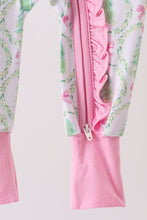 Load image into Gallery viewer, Green christmas tree bamboo zipper ruffle romper
