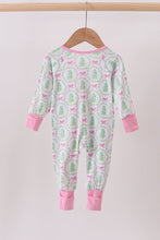 Load image into Gallery viewer, Green christmas tree bamboo zipper ruffle romper
