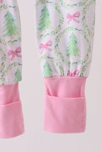 Load image into Gallery viewer, Green christmas tree bamboo zipper ruffle romper
