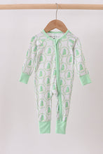 Load image into Gallery viewer, Green christmas tree bamboo zipper romper
