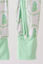 Load image into Gallery viewer, Green christmas tree bamboo zipper romper
