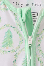 Load image into Gallery viewer, Green christmas tree bamboo zipper romper
